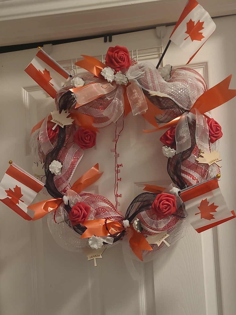 Patriotic Red & White Canada Holiday Wreath